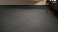 Tejas de Matte Black Ceramic Tile Textured Microcement- Marmorino y color negro de la instalación