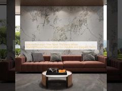 Baldosas de porcelana para interiores de 9 mm de espesor, blanco mármol/ilusión/veta de madera para suelos duraderos y elegantes