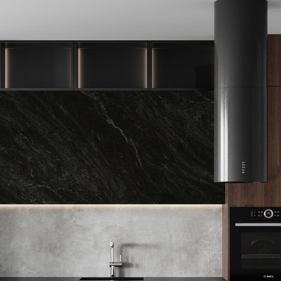 Tejas de porcelana gris resistentes a manchas y arañazos con 3 patrones únicos 1600 * 3200MM Black Slab