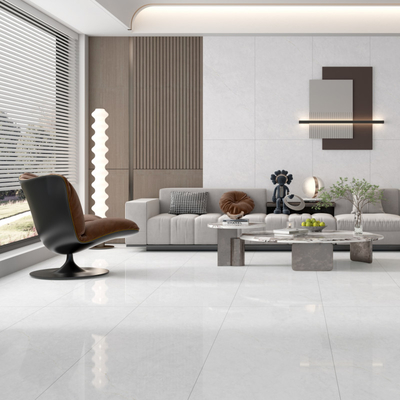 Panel de azulejos de porcelana para interiores de fácil mantenimiento en blanco para espacios de bajo mantenimiento