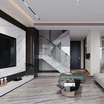 Azulejo de porcelana pulida con aspecto de cemento adecuado para cocinas, que ofrece un rendimiento duradero y una apariencia elegante para espacios interiores