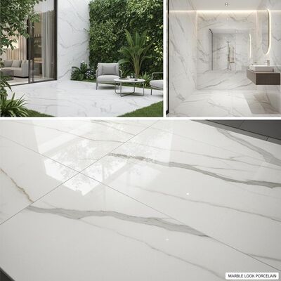 Baldosa de porcelana con aspecto de mármol para suelos y revestimientos de paredes interiores y exteriores, superficie pulida, textura lisa, ligeramente texturizada, duradera y elegante