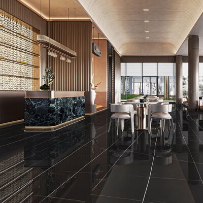 1200x2700mm Marble Look Porcelana Tile con instalación de mortero delgado y acabado de mate pulido para interiores comerciales