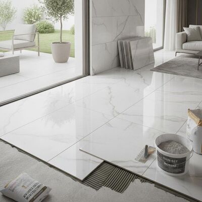 Thin-set Mortar Installationmethod Marble Look Porcelain Tile Rectified Edge Ideal Indoor Outdoor Floor Wall Durable Elegant Finish