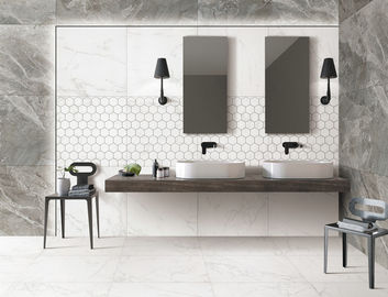 Teja de la porcelana de Carrara, pared de la sala de estar de la cocina y baldosas de mármol blancas